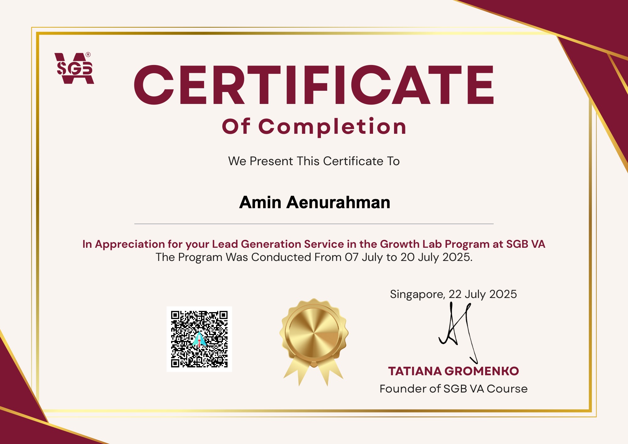 SGB VA Course - Growth Lab Program Cycle 2: Lead Generation